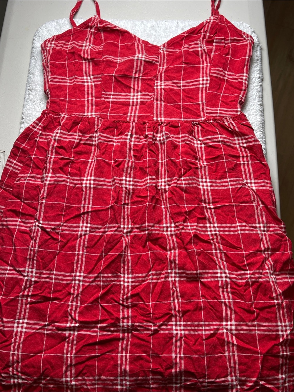 Divided Red Plaid Spaghetti Strap Dress